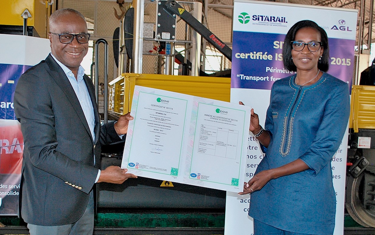 Côte d'Ivoire : La SITARAIL certifiée ISO 9001 version 2015 sur le management de la qualité, concernant son activité de «Transport ferroviaire de marchandises »